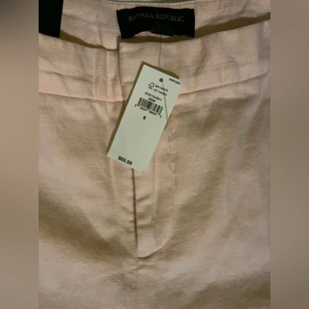 Banana Republic NEW Avery Linen mid rise straight pant sz 6 pink peach resort